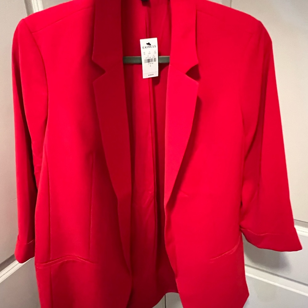 Express Red Open Front Statement Blazer Size L – New With Tags
